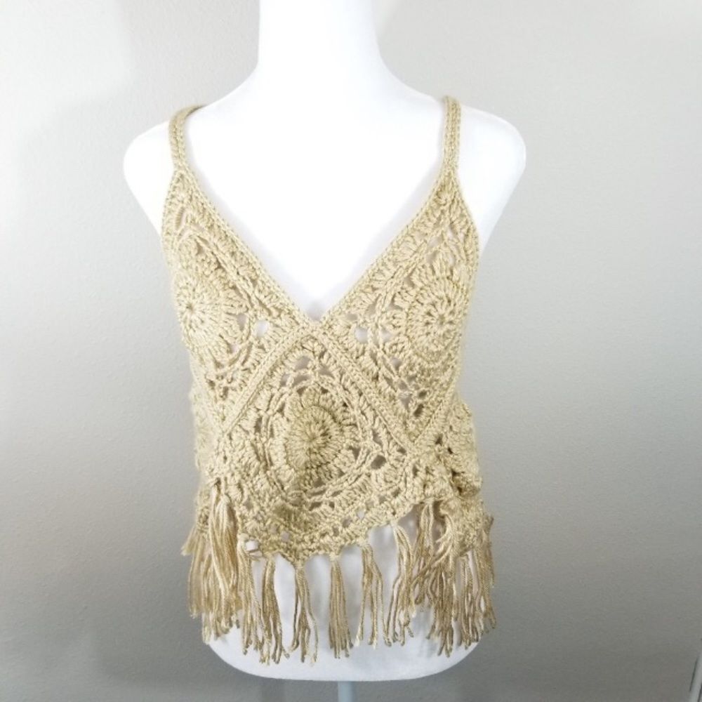 Vintage hand crochet hippie tank